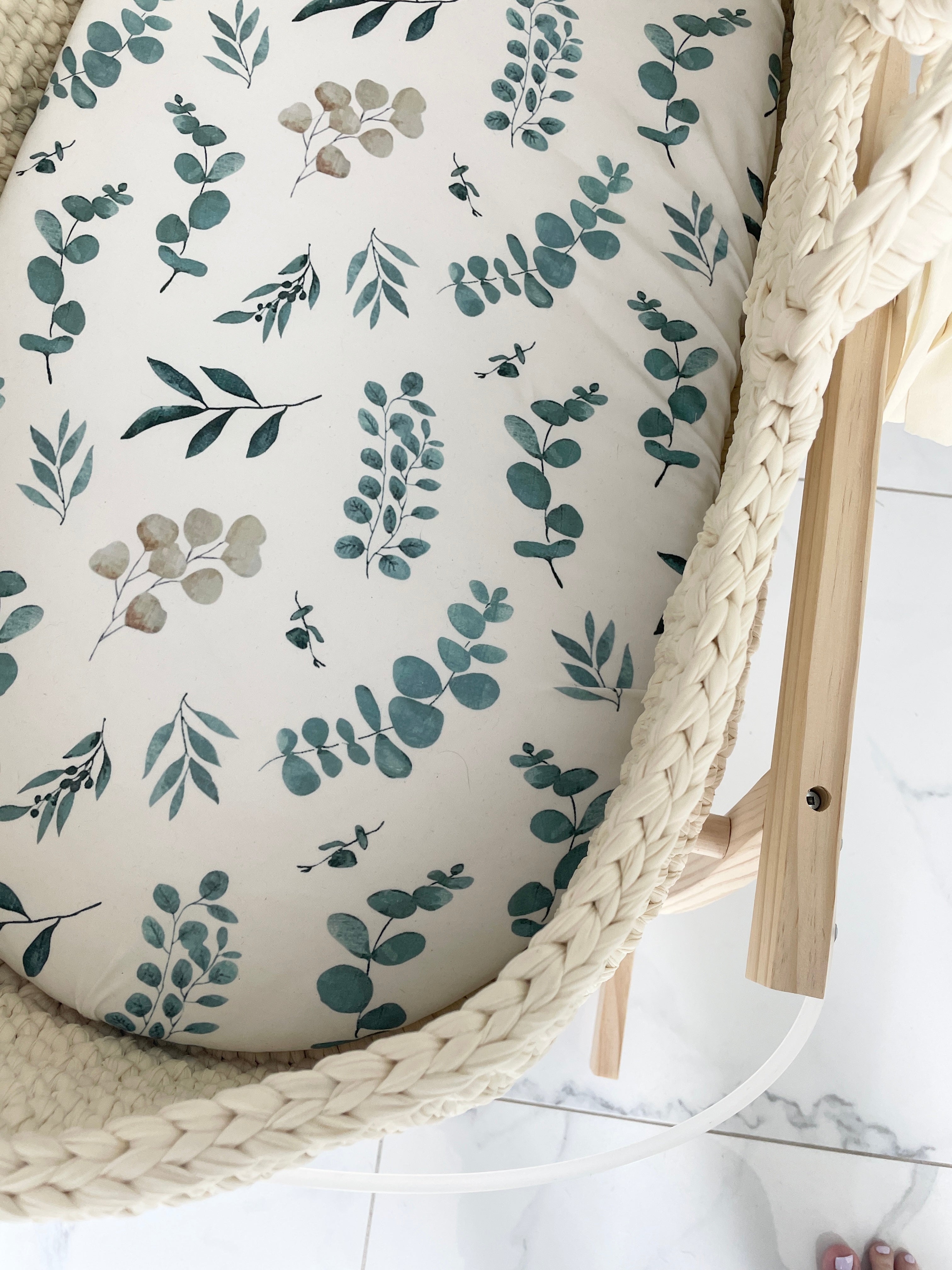 Moses Basket Sheet - Leaf