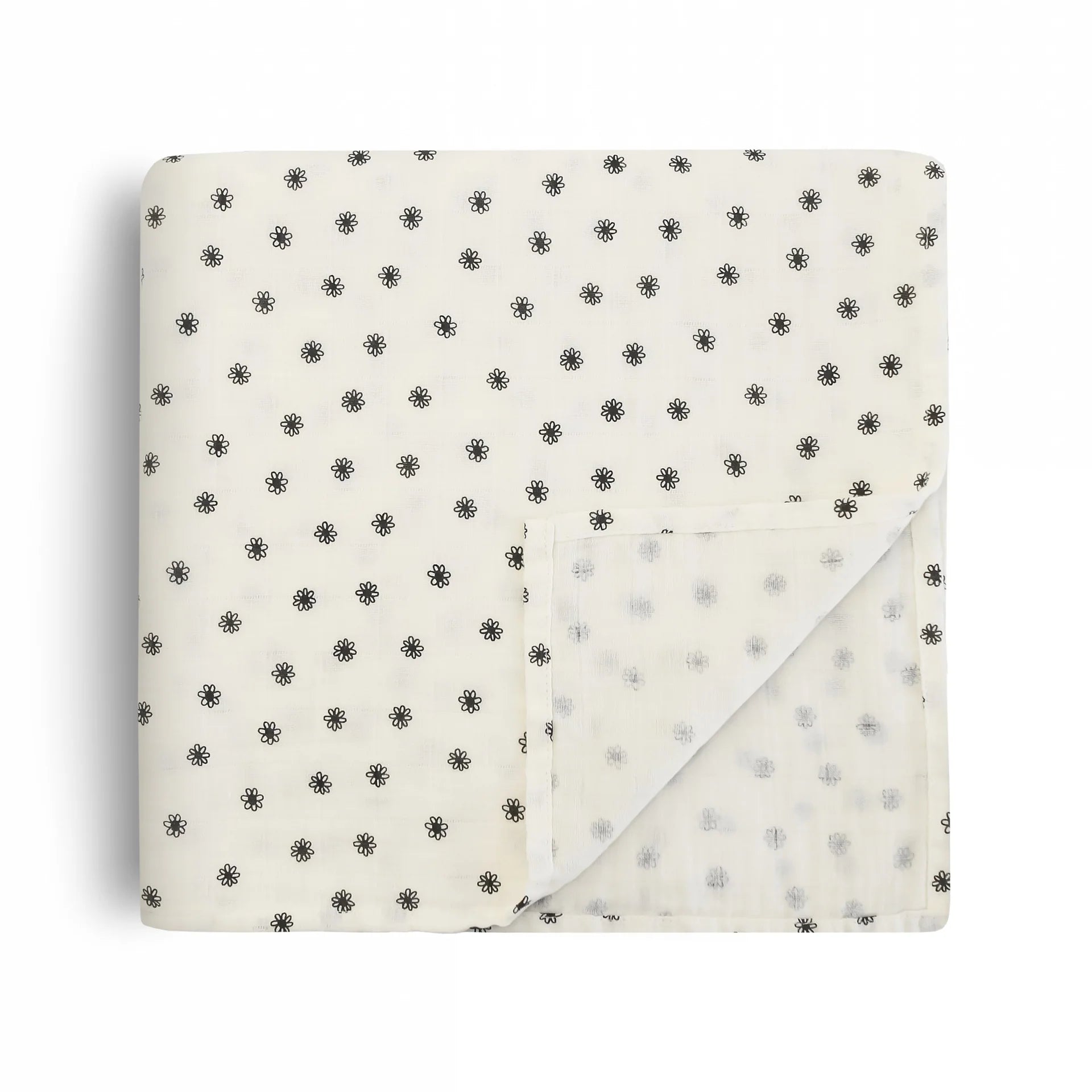 MUSLIN SWADDLE BLANKET ORGANIC COTTON - BLACK DAISY
