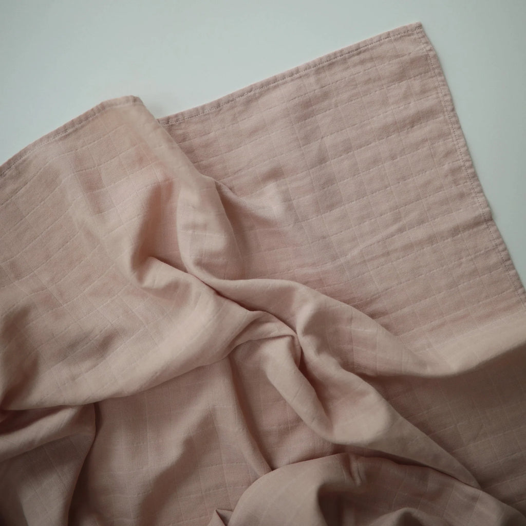 MUSLIN SWADDLE BLANKET ORGANIC COTTON - BLUSH