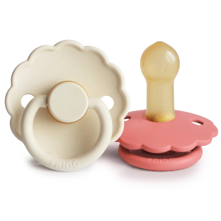 FRIGG Daisy Natural Rubber Pacifier 2-Pack (Cream/Poppy)
