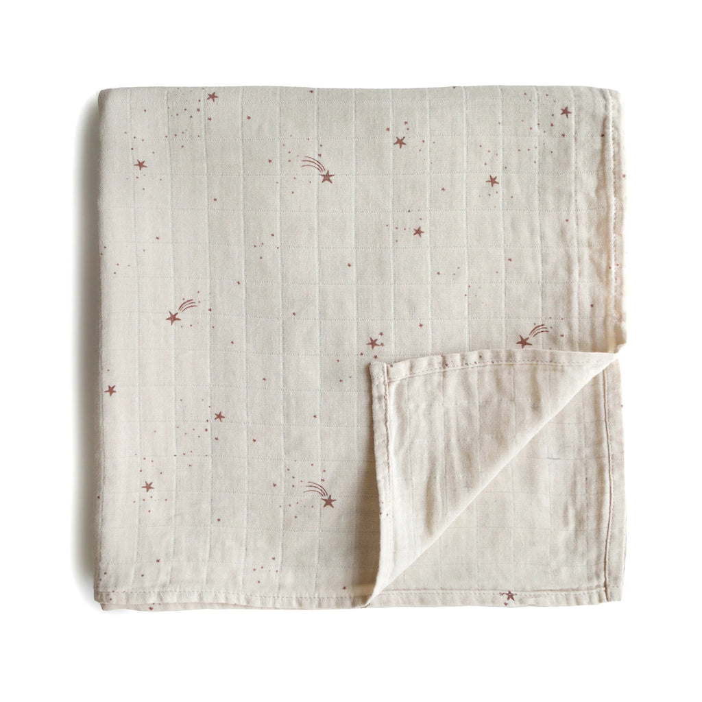 MUSLIN SWADDLE BLANKET ORGANIC COTTON - FALLING STARS