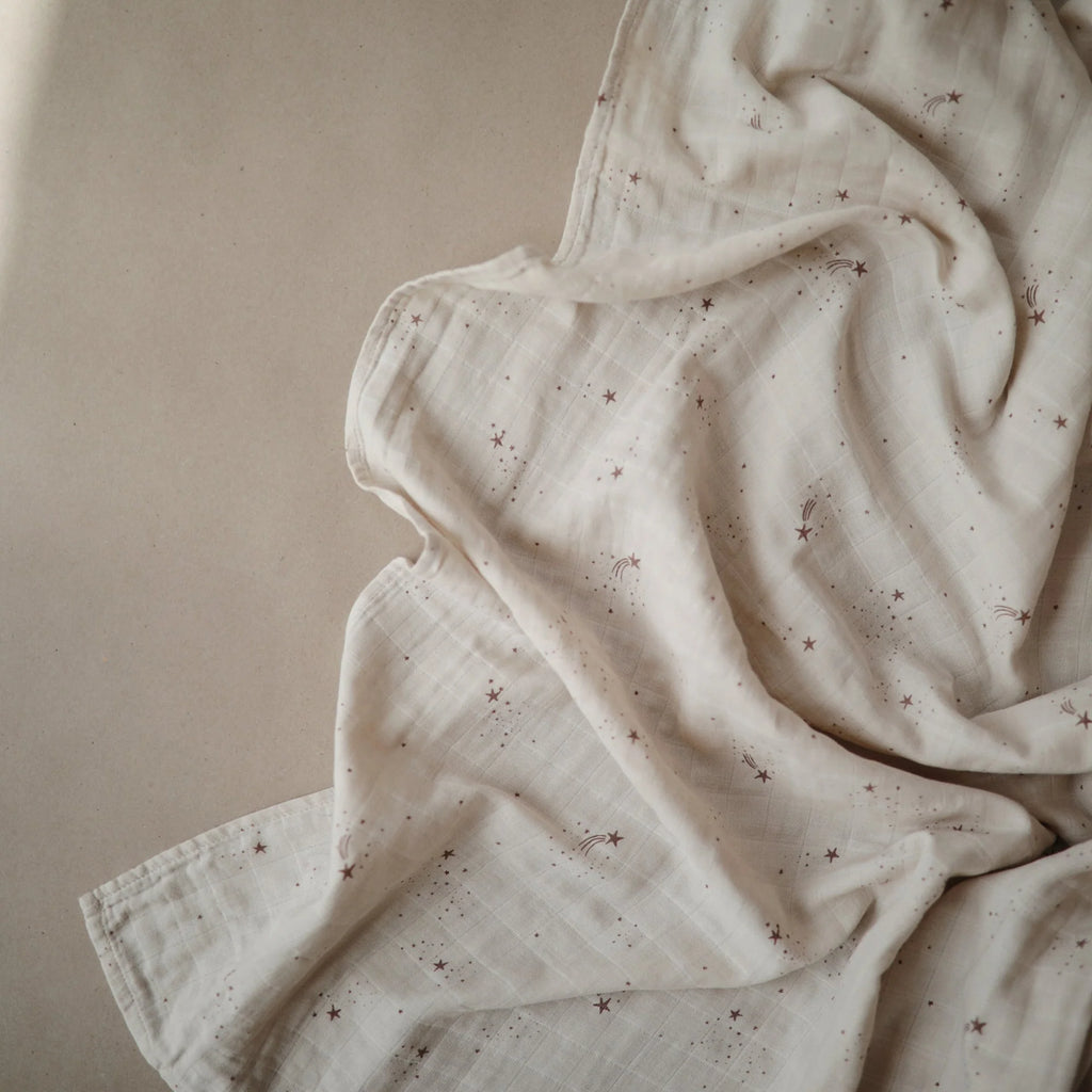MUSLIN SWADDLE BLANKET ORGANIC COTTON - FALLING STARS