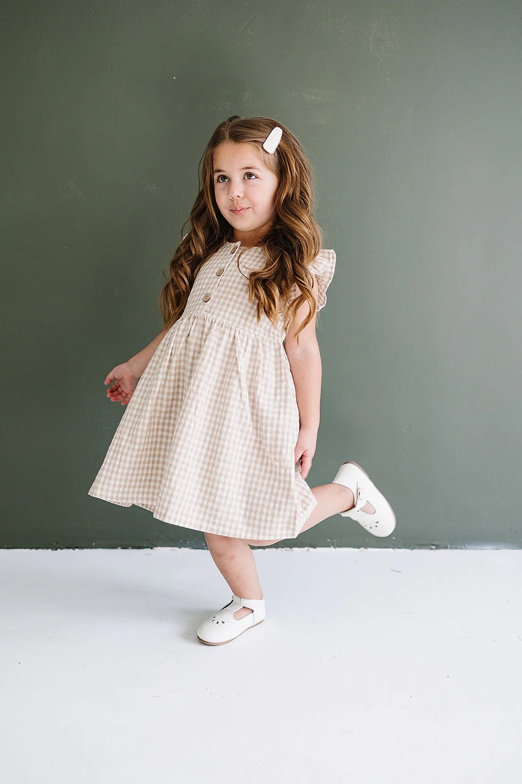 Gingham Ruffle Linen Dress