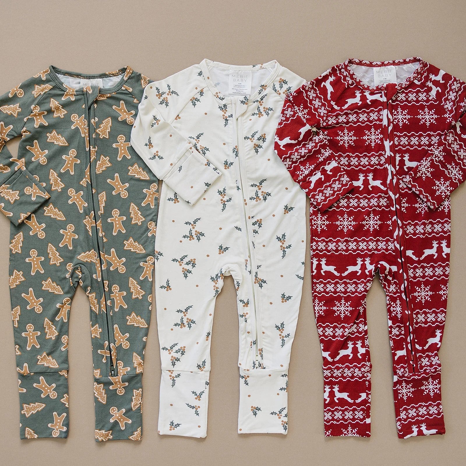 Gingerbread Bamboo Zipper Onesie