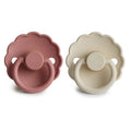 FRIGG Daisy Natural Rubber Pacifier 2-Pack (Powder Blush & Cream)