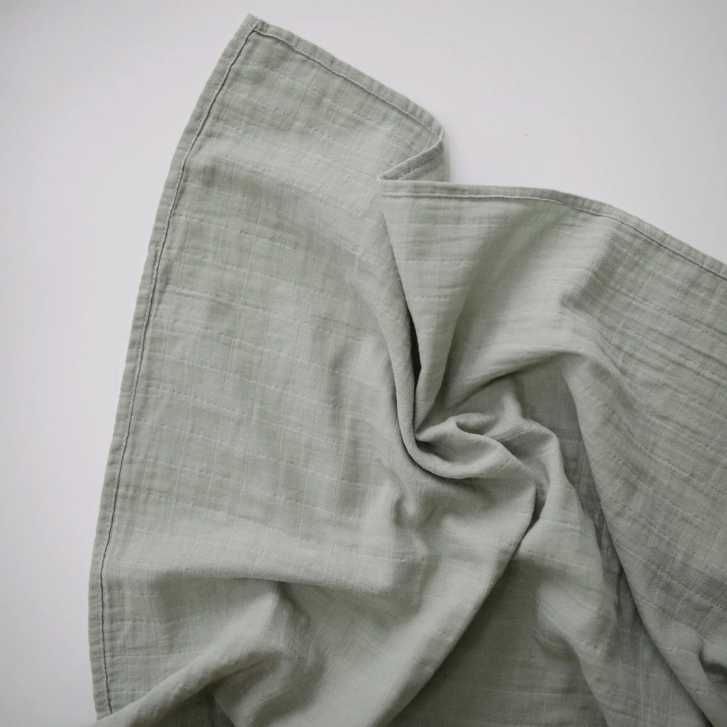 MUSLIN SWADDLE BLANKET ORGANIC COTTON - SAGE
