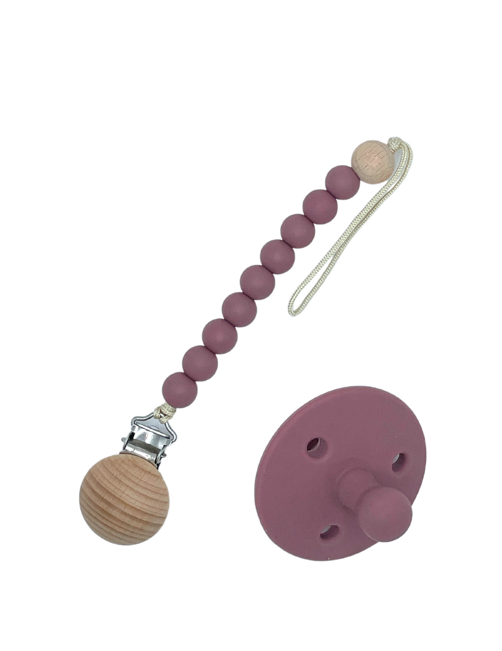 Willow & Hudson Pacifier Clip - Deep Mauve