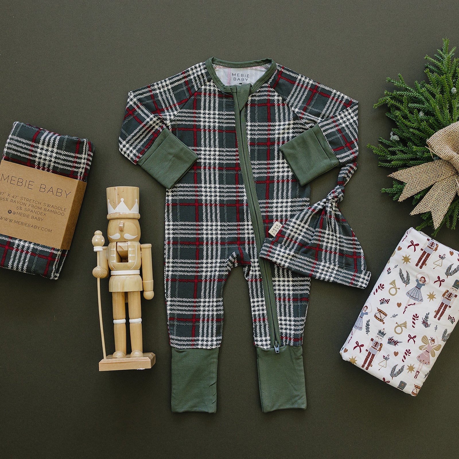 Green Plaid Bamboo Zipper Onesie