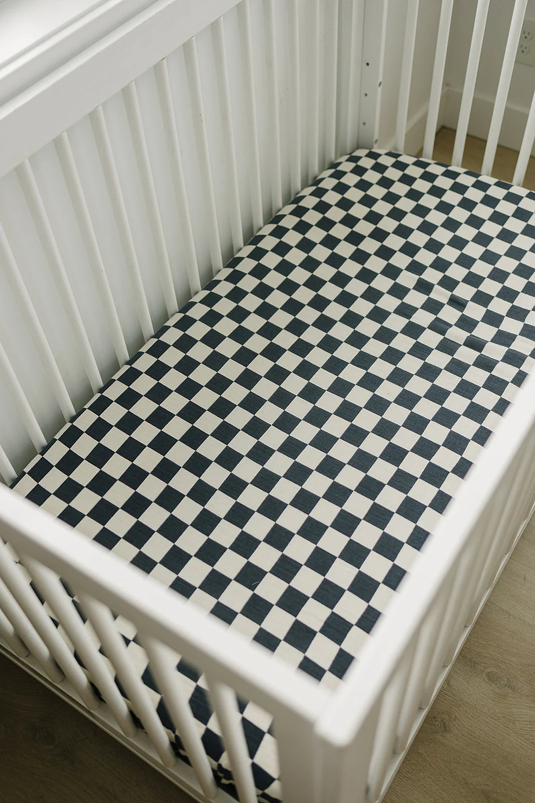Muslin Crib Sheet - Charcoal Checkered
