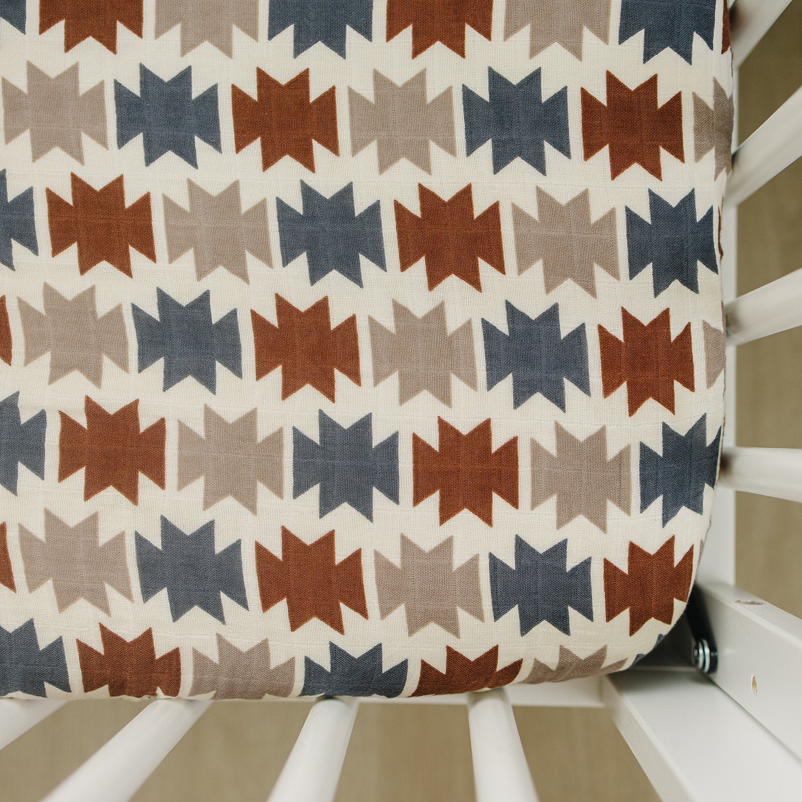 Muslin Crib Sheet - Western Aztec