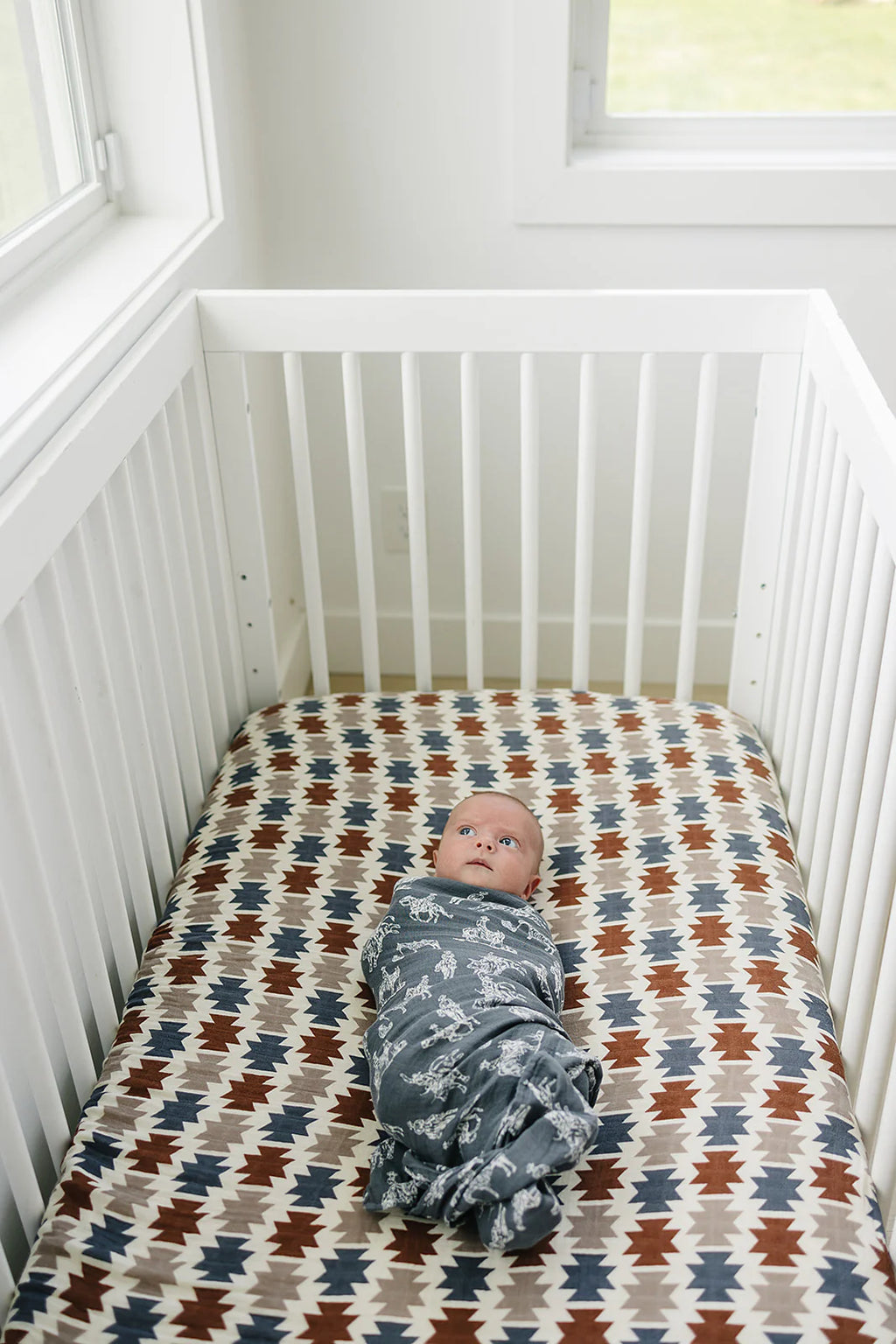 Muslin Crib Sheet - Western Aztec