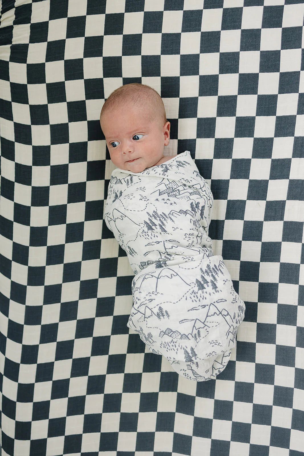 Muslin Crib Sheet - Charcoal Checkered
