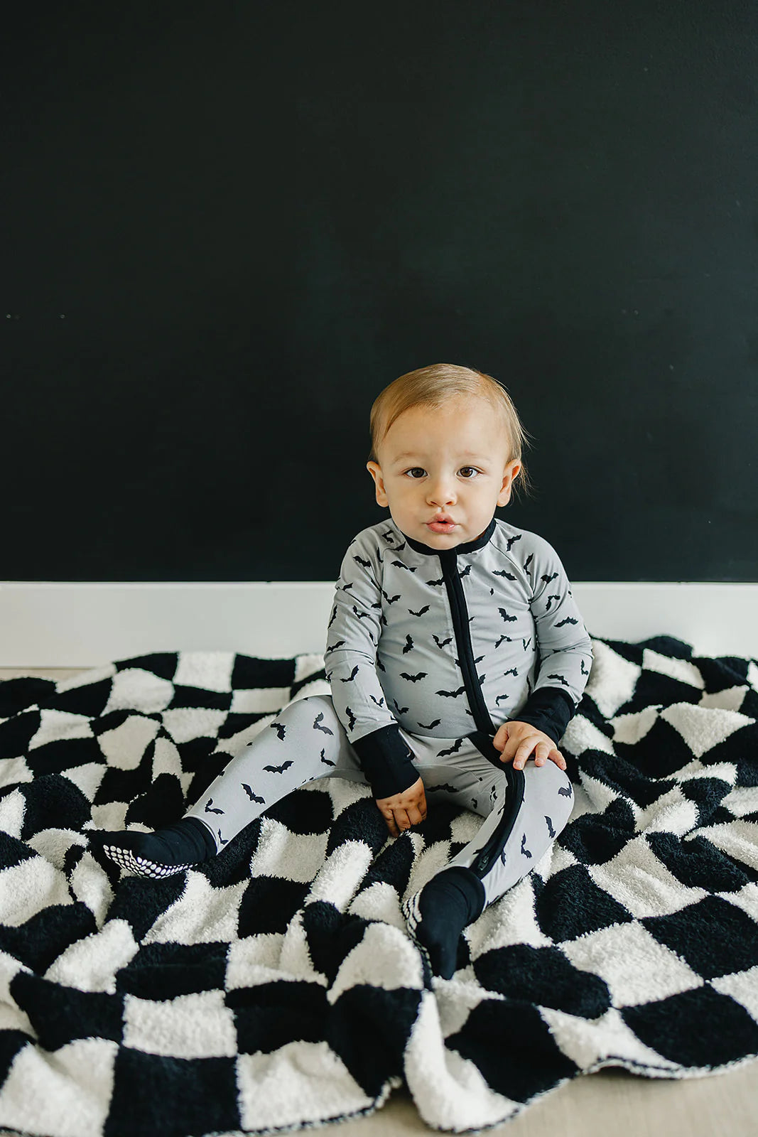 Black White Checkered Plush Blanket