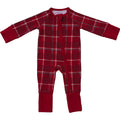 Red Plaid Bamboo Zipper Onesie