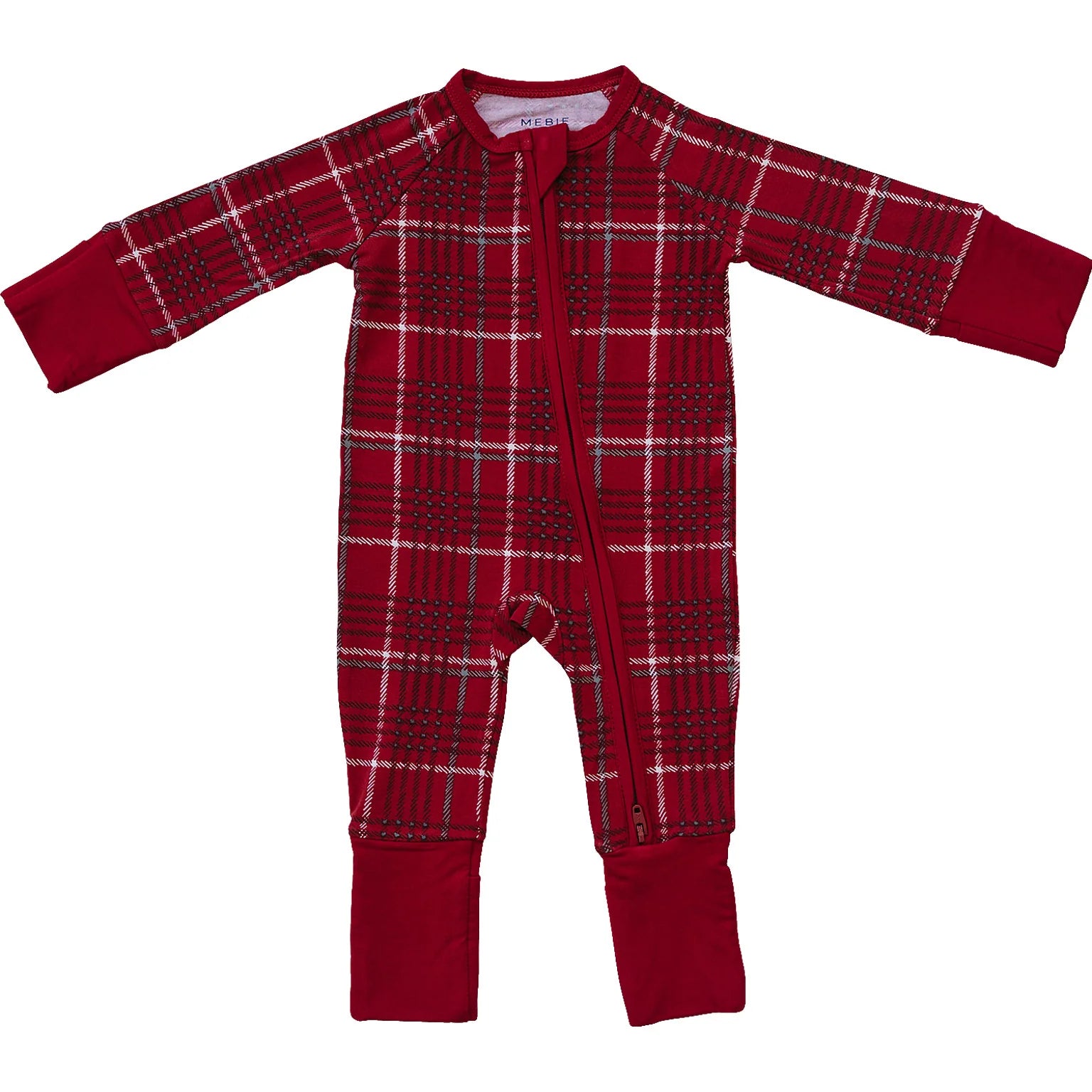 Red Plaid Bamboo Zipper Onesie
