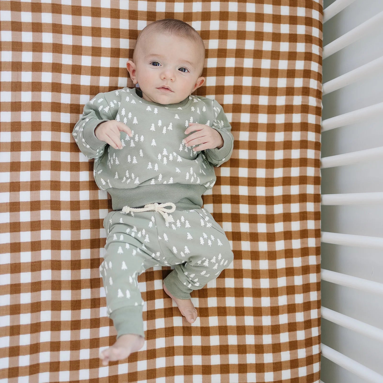 Muslin Crib Sheet - Gingham