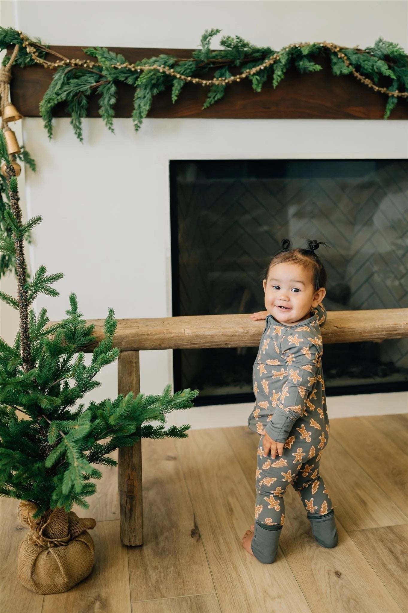 Gingerbread Bamboo Zipper Onesie