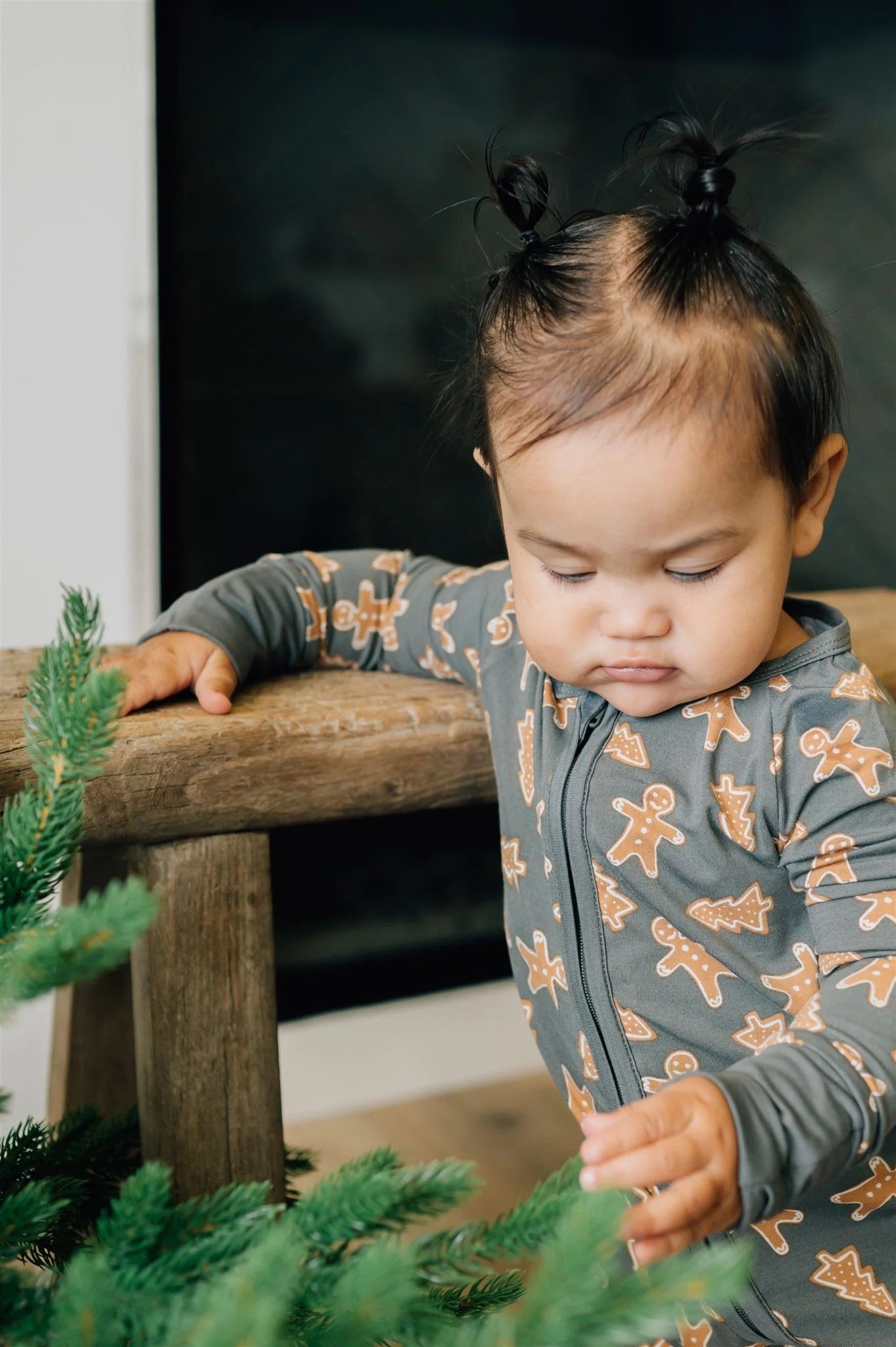 Gingerbread Bamboo Zipper Onesie