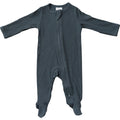 Organic Cotton Ribbed Footed Zipper One-piece - Charcoal