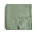 MUSLIN SWADDLE BLANKET ORGANIC COTTON - SAGE
