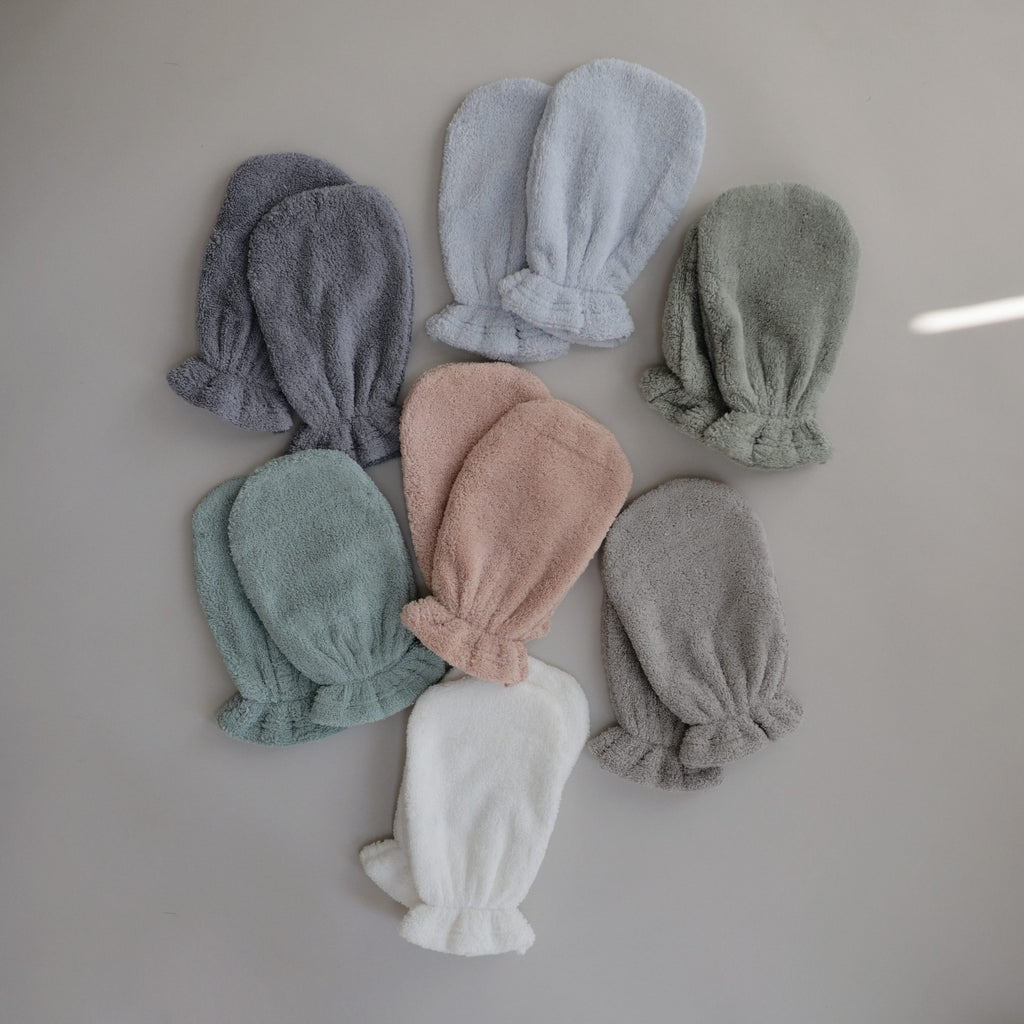 ORGANIC COTTON BATH MITT 2-PACK (SEA MIST)