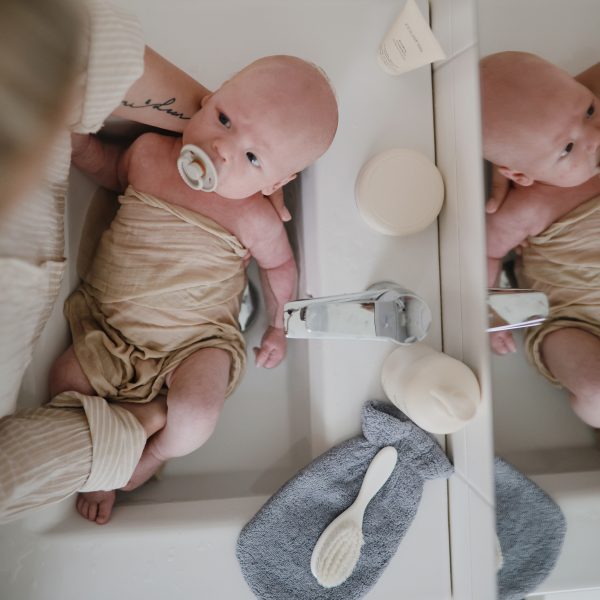 ORGANIC COTTON BATH MITT 2-PACK (BABY BLUE)