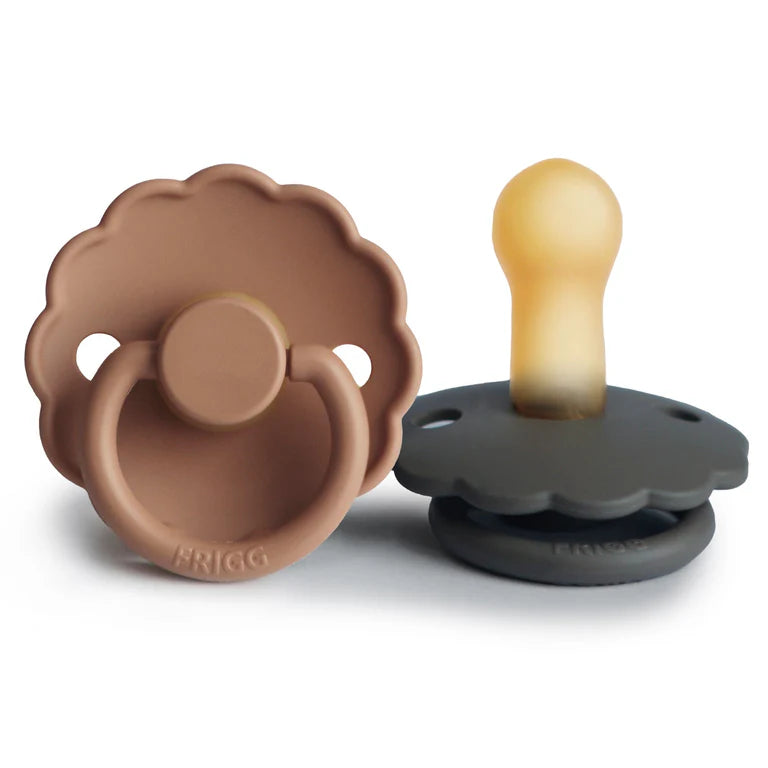 FRIGG Daisy Natural Rubber Pacifier 2-Pack (Graphite/Peach Bronze)