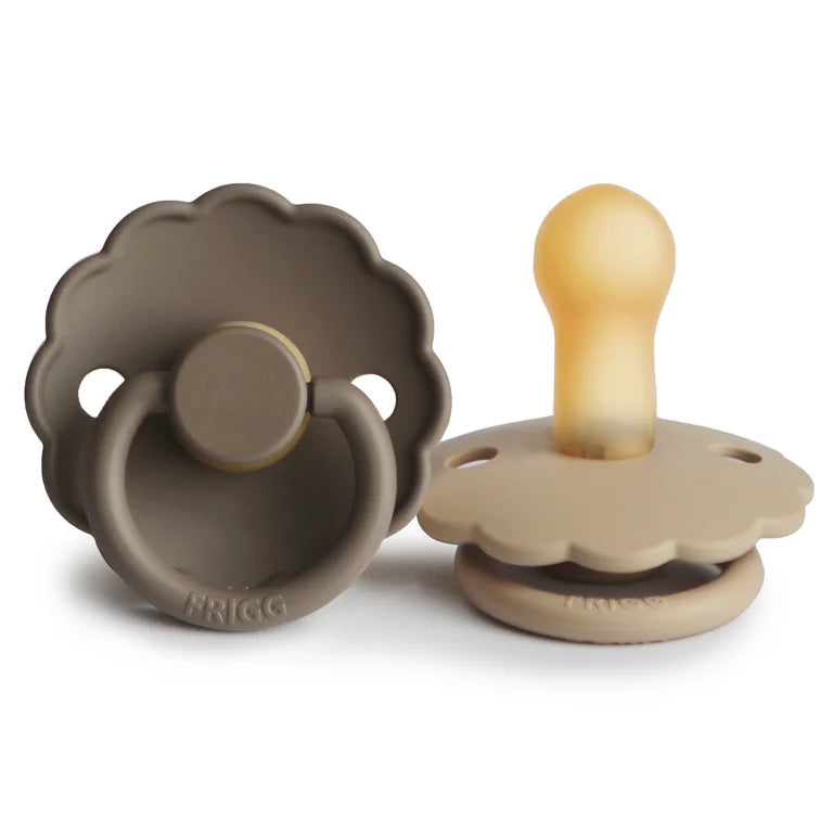 FRIGG Daisy Natural Rubber Pacifier 2-Pack (Croissant/Portobello)