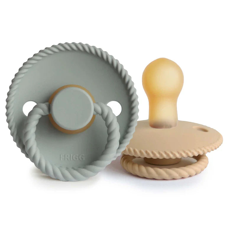 FRIGG Rope Natural Rubber Pacifier 2-Pack (Sage/Croissant)