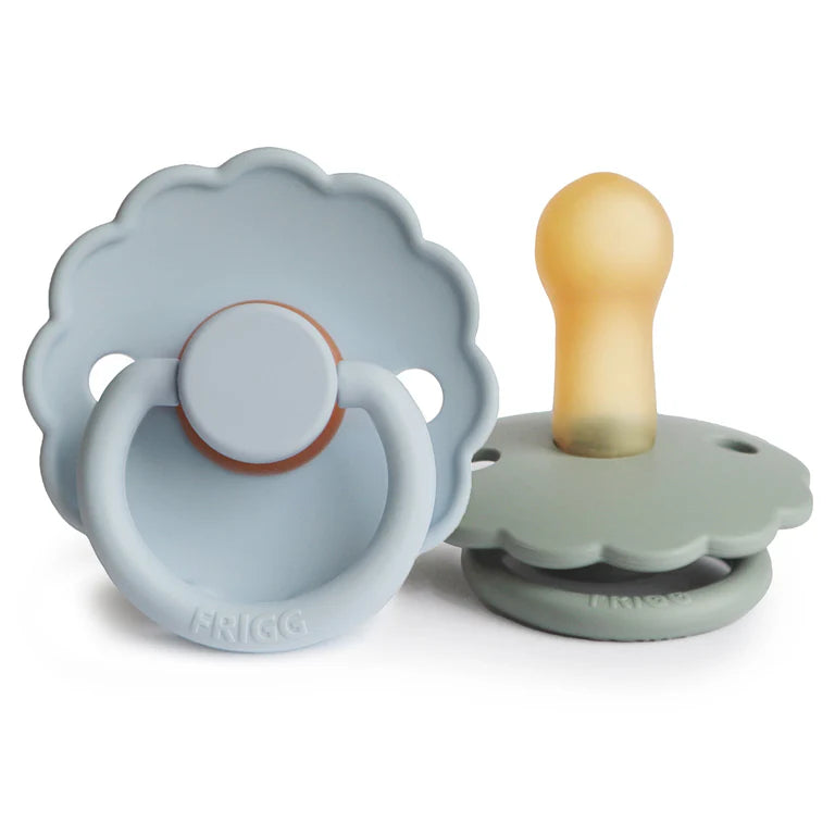 FRIGG Daisy Natural Rubber Pacifier 2-Pack (Powder Blue/Sage)