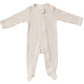 Organic Cotton Ribbed Footed Zipper One-Piece -Vanilla