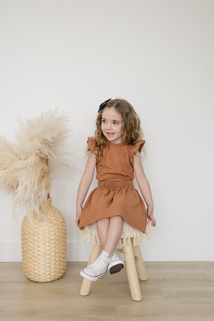 Ruffle Cotton Tee - Honey