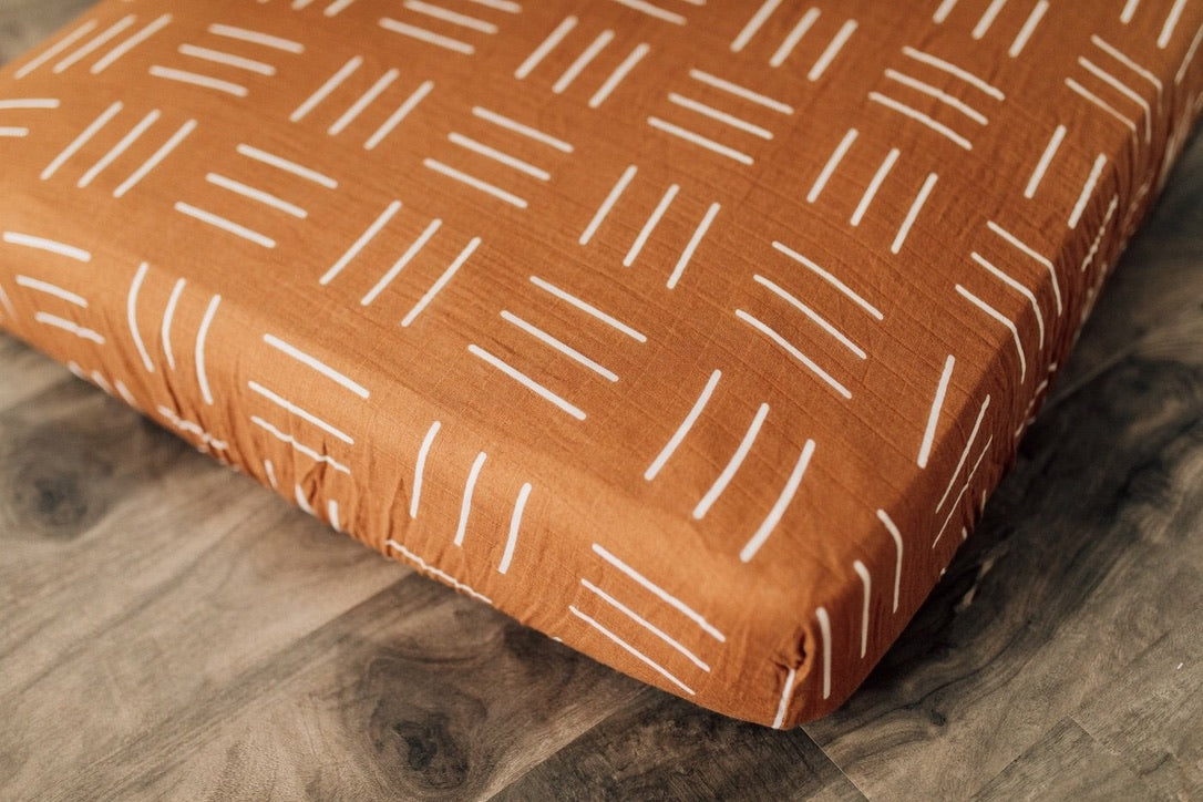 Crib Sheet -Mustard Mudcloth