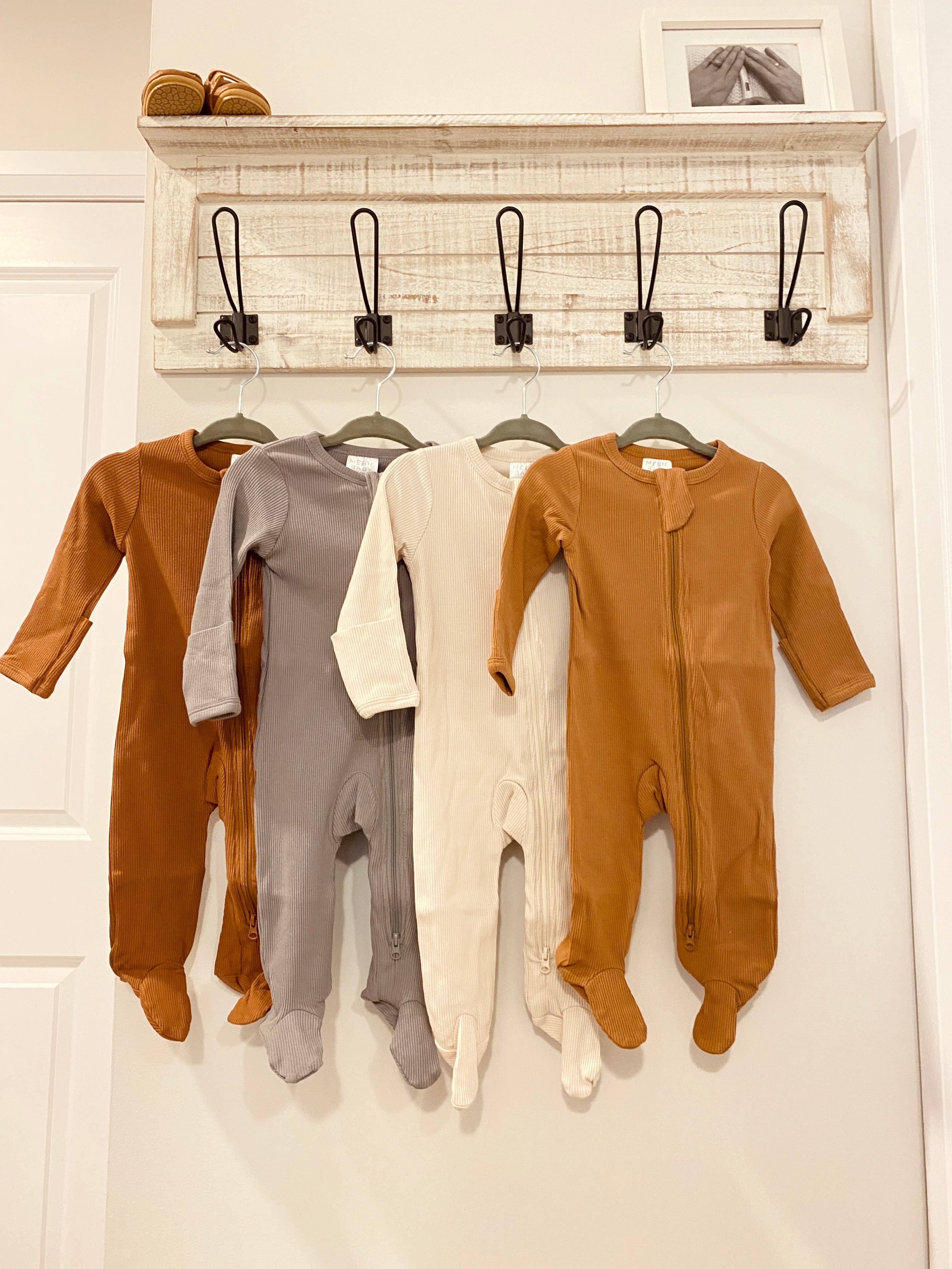 Organic Cotton Ribbed Footed Zipper One-Piece -Vanilla