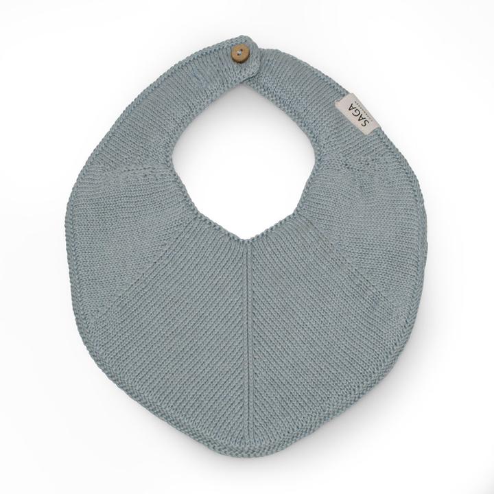 Knitted Bib - Light Blue