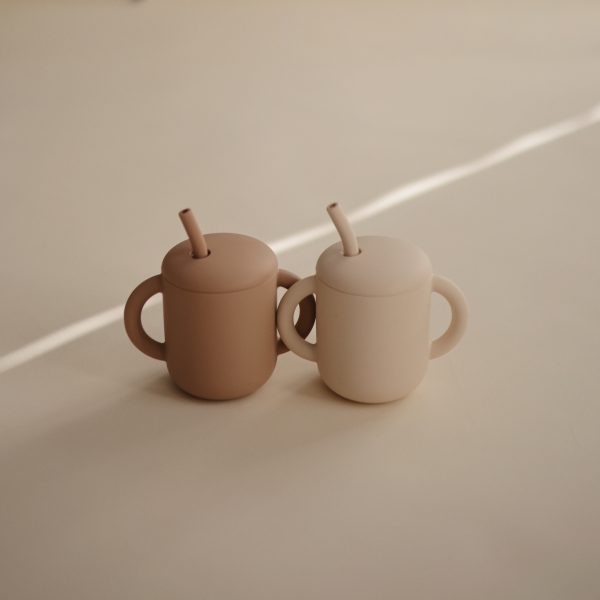 SILICONE TRAINING CUP + STRAW (NATURAL)