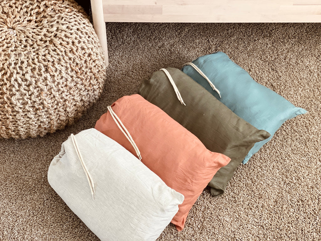 Quilted Linen Baby Play Mat - Terracotta