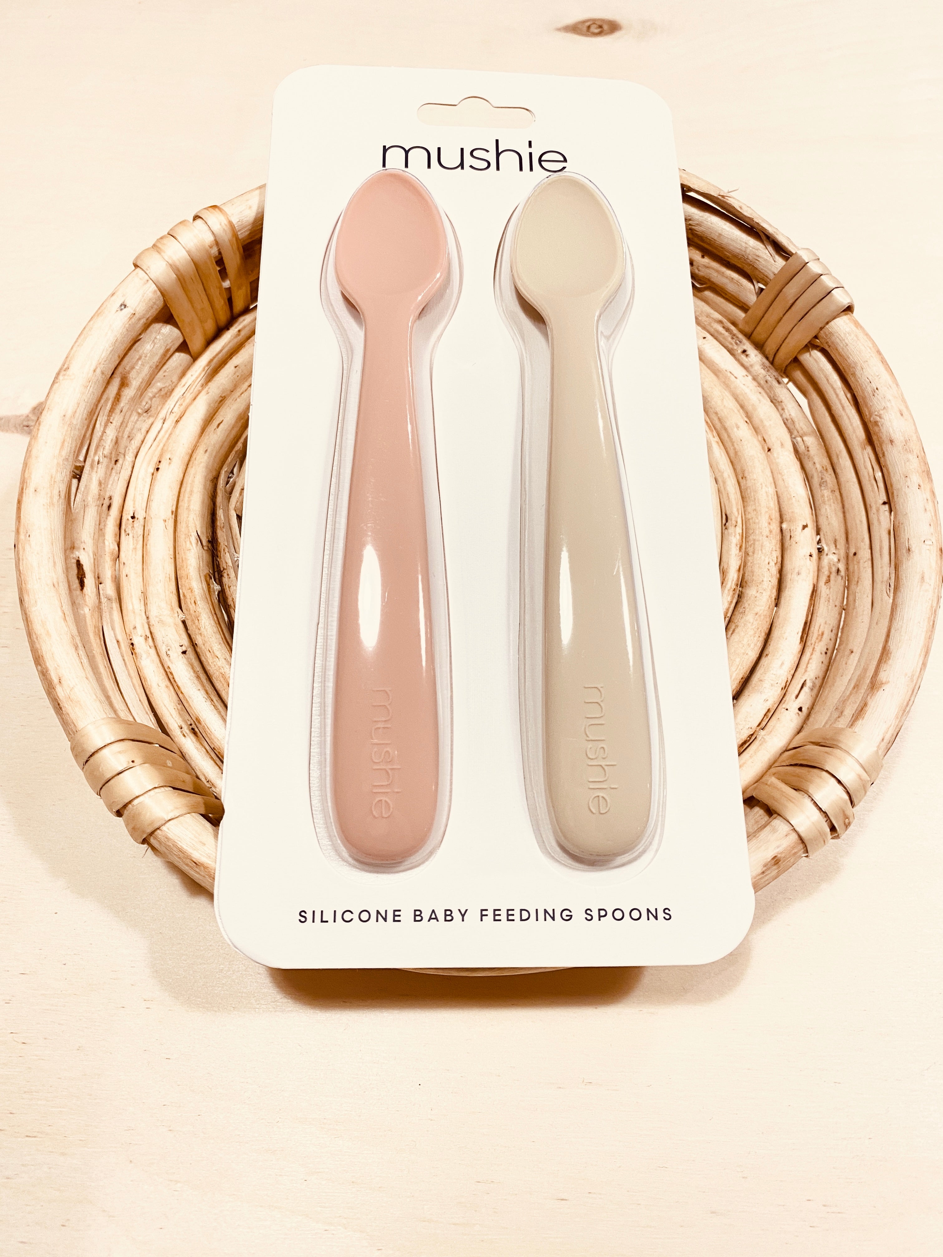 Silicone Feeding Spoons Blush/Shifting Sand 2-Pack