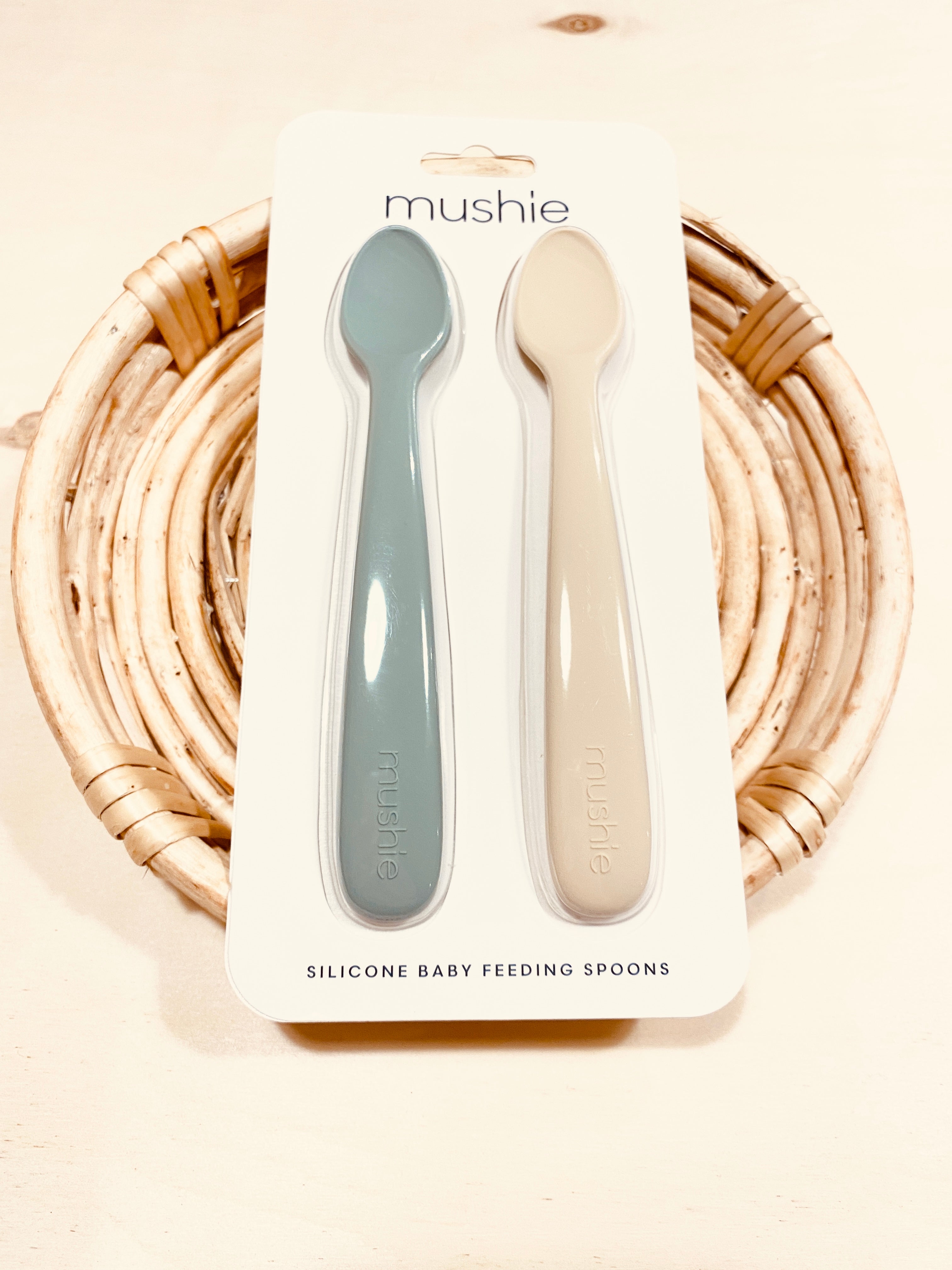 Silicone Feeding Spoons Cambridge Blue/Shifting Sand 2-Pack