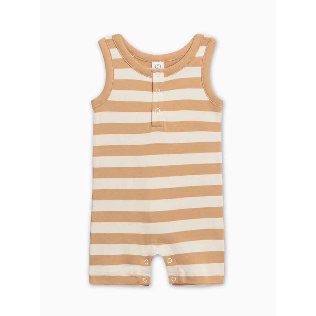 Nile Romper - Tan Ely Stripe