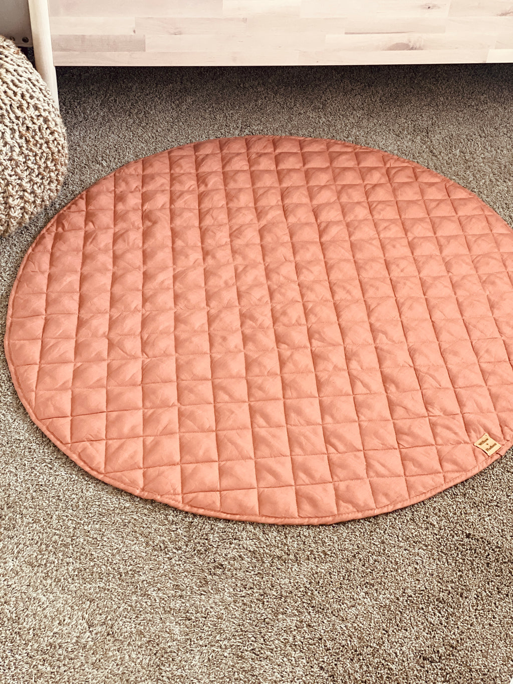 Quilted Linen Baby Play Mat - Terracotta