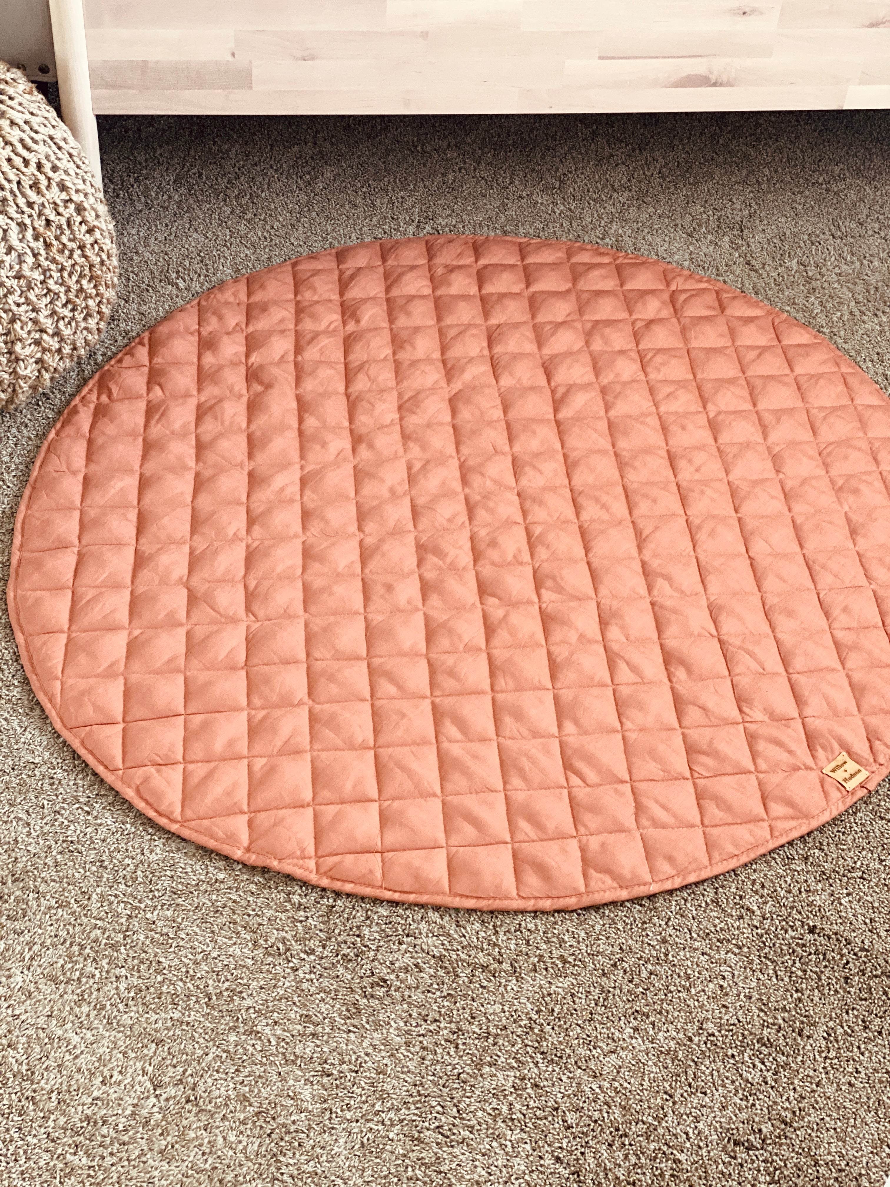 Quilted Linen Baby Play Mat - Terracotta
