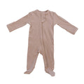 Organic Cotton Ribbed Footed Zipper One-piece -Pale Pink