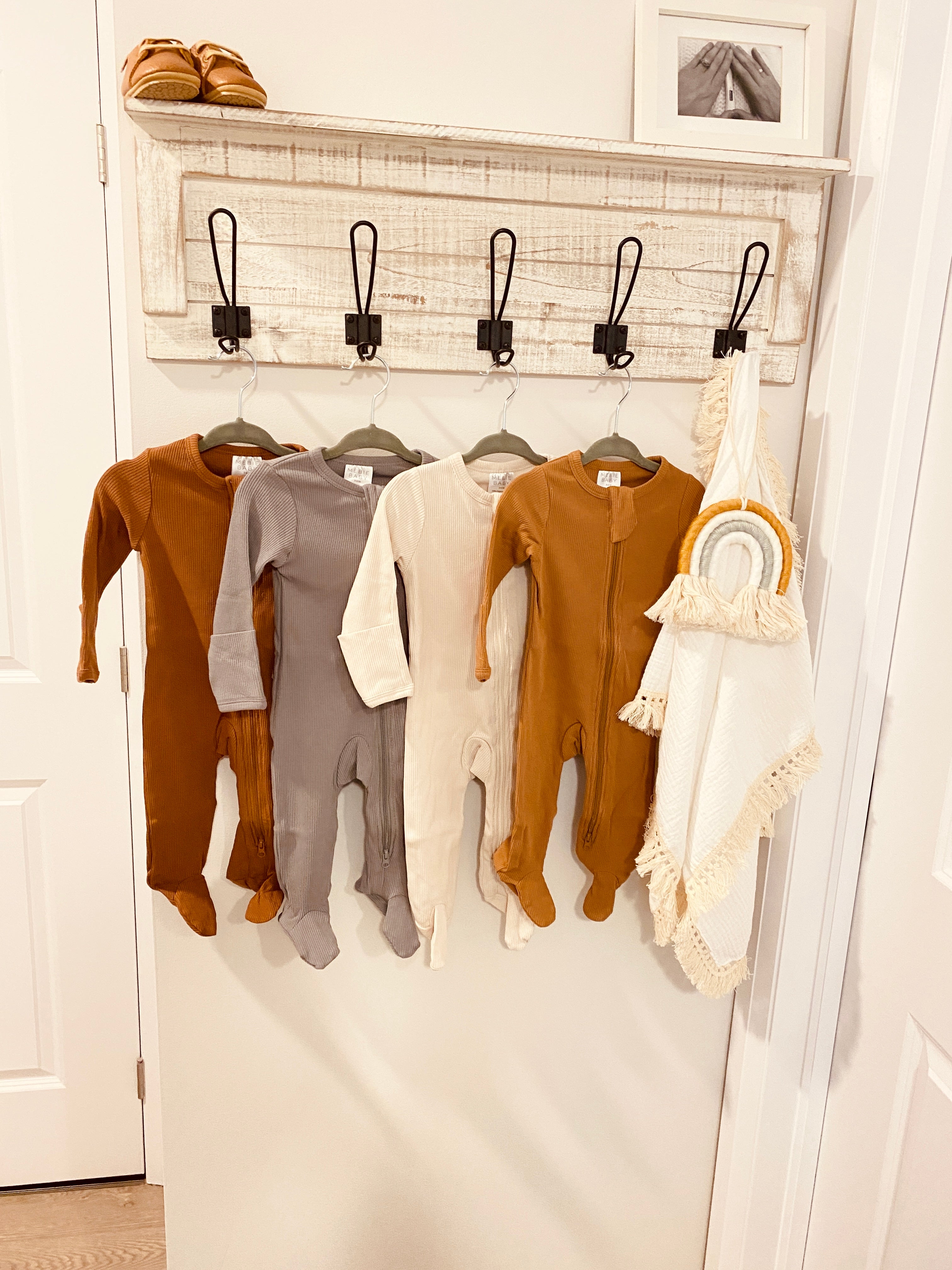 Organic Cotton Ribbed Footed Zipper One-piece -Rust