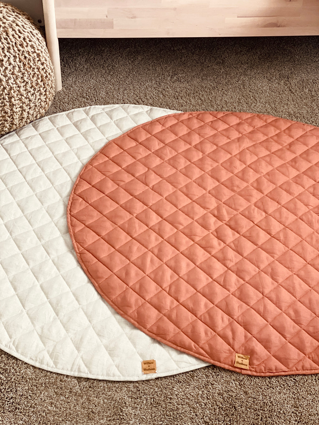 Quilted Linen Baby Play Mat - Terracotta