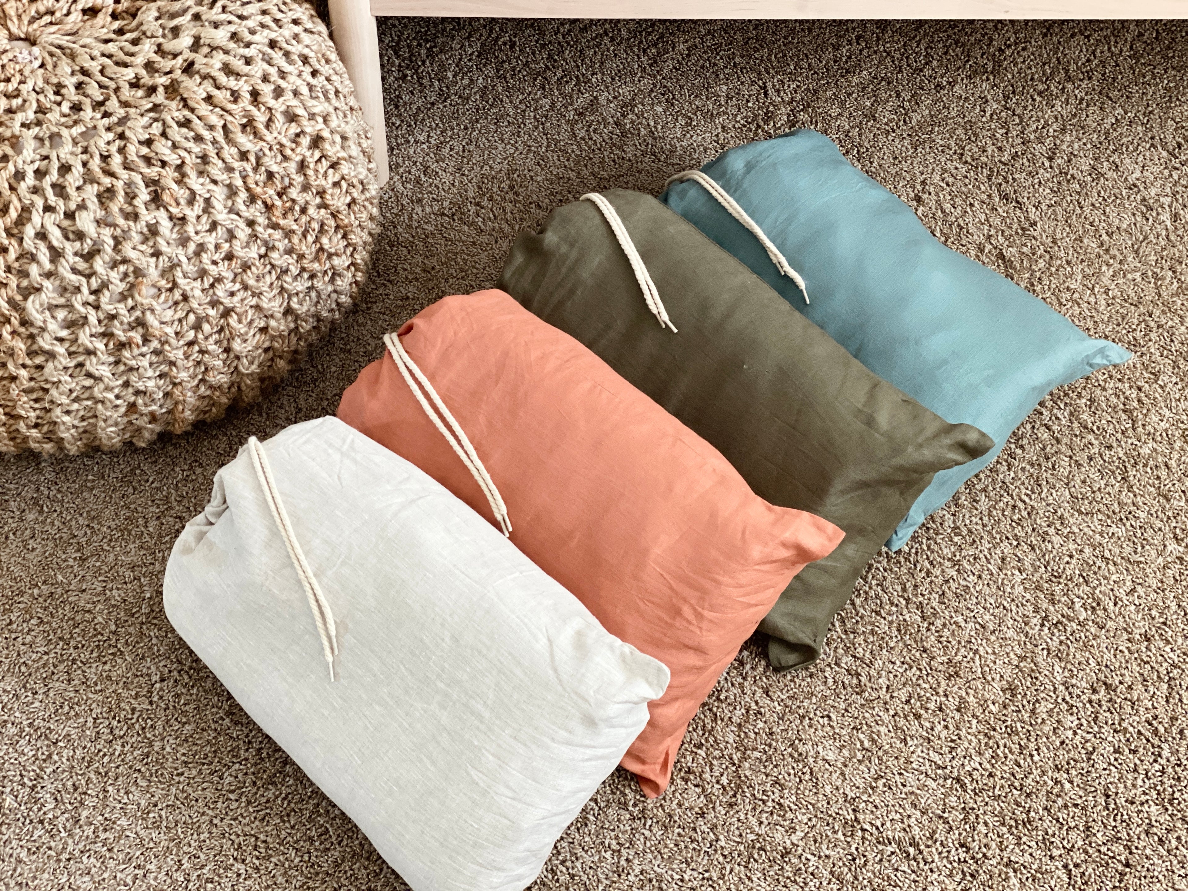 Quilted Linen Baby Play Mat - Sky