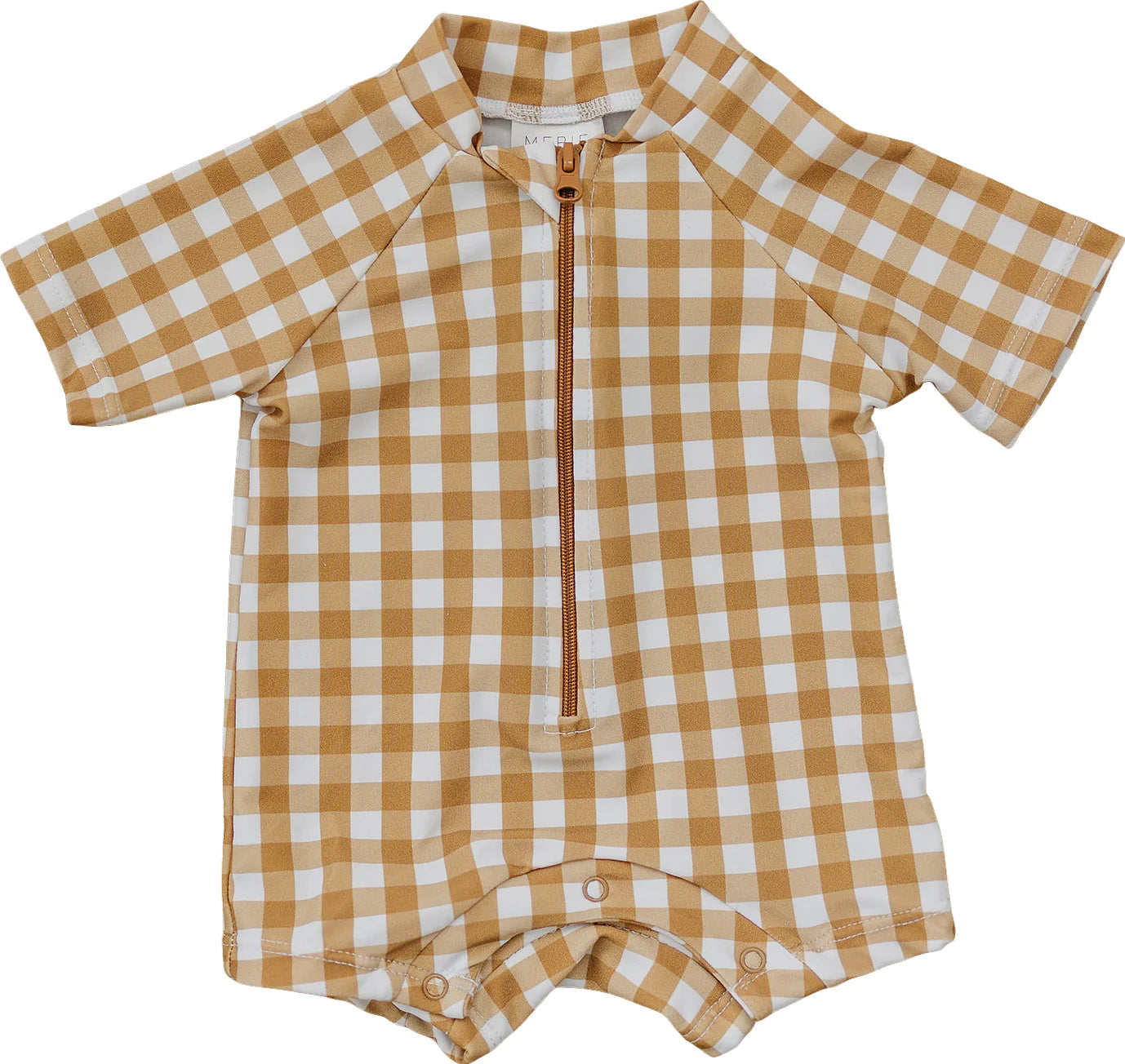 Gingham Zipper One-Piece Swim Rashguard