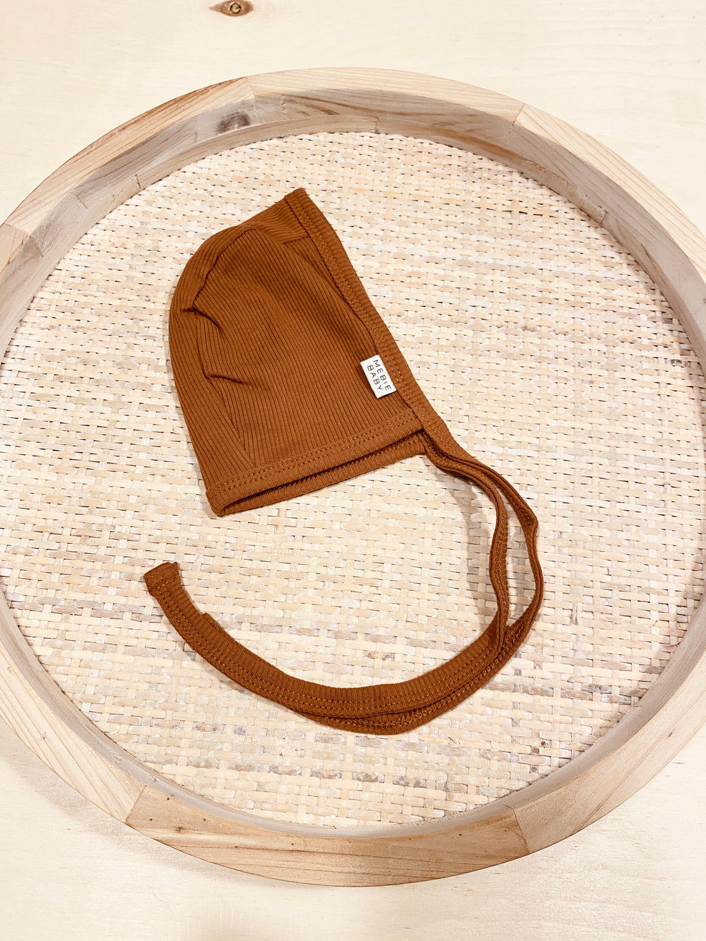 Organic Cotton Ribbed Bonnet -Rust
