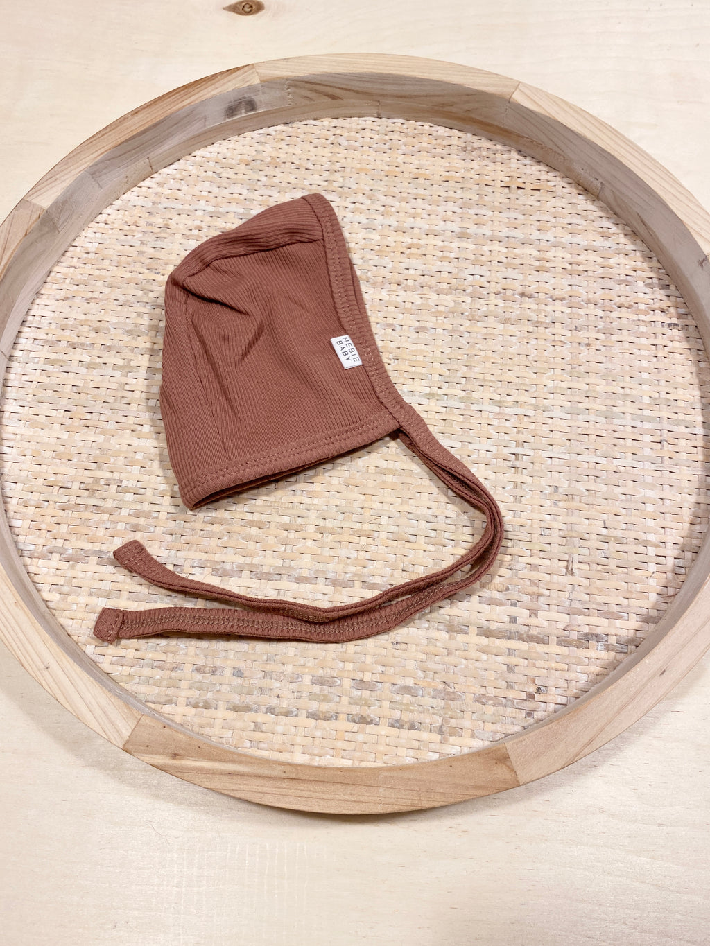 Organic Cotton Ribbed Bonnet -Dusty Rose