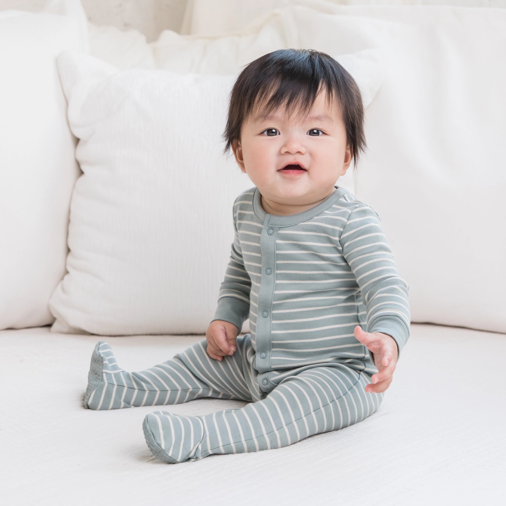 Skylar Footed Sleeper - Beck Stripe / Tide